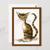 ブラウン絵を描タビー猫はがき ポストカード (正面/裏面)