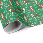 ブラウン縁どコリークリスマス犬 ラッピングペーパー (ロールコーナー)