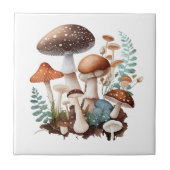 ブラウン自然ニュートラルウッドランドマッシュルームコテージコア タイル (正面)