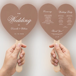 ブラウン自然ニュートラルハートスクリプト結婚式 プログラム ハンドファン