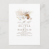 ブラウン自然フローラボホエキゾチック日付を保存 案内ポストカード (正面)