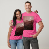 ブラウン自然星空の山と月の抽象芸術Ac Tシャツ (ユニセックス)