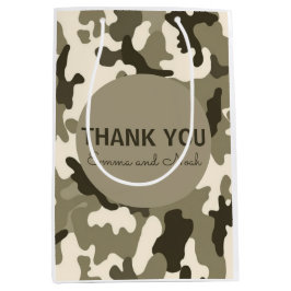 ブラウン自然&タンカモフラージュサンキュー ミディアムペーパーバッグ