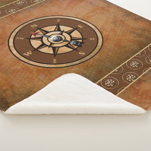 ブラウン航海のコンパスパターン シェルパブランケット (3/4)