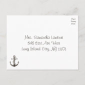 ブラウン航海のRSVP出荷いかりの結婚ビーチ インビテーションポストカード (裏面)