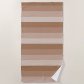 ブラウン色ストライプ色 ビーチタオル (正面)