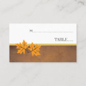 ブラウン葉のエスコートカー結婚ドにオレンジ色のカエデ プレイスカード (裏面)