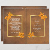 ブラウン葉ウエディングプログラムのオレンジ色のカエデの花 (正面/裏面)