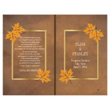ブラウン葉ウエディングプログラムのオレンジ色のカエデの花