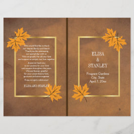 ブラウン葉ウエディングプログラムのオレンジ色のカエデの花