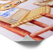 ブラウン虎猫アーティス絵画ト猫の水彩8x10 ポスター (角)