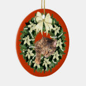 ブラウン虎猫クリスマス セラミックオーナメント (右)