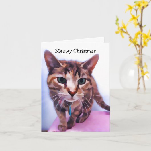 ブラウン虎猫 カード (黄色い花)