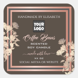 ブラウン製品ラベルカスタムのカスタムバラ金ゴールド スクエアシール