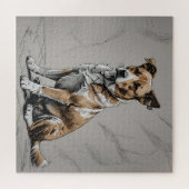 ブラウン誇りを持ったとホワイトドッグパズル ジグソーパズル (横)