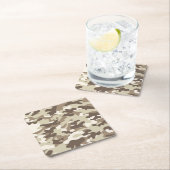 ブラウン迷彩柄デザイン スクエアペーパーコースター (インサイチュ)