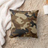 ブラウン迷彩柄装飾用クッション クッション (ブランケット)