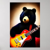 ブラウン遊ベアのギター | AI Art ポスター (正面)