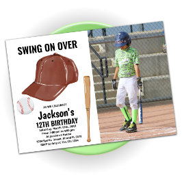 ブラウン野球誕生日招待状と写真 招待状