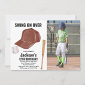 ブラウン野球誕生日招待状と写真 招待状 (正面)