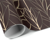 ブラウン金ゴールドエレガントクラシーアールデコパターンラグジュアリー ラッピングペーパー (ロールコーナー)