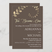 ブラウン金ゴールドキリスト教宗教結婚式招待状 招待状 (正面/裏面)