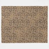 ブラウン金ゴールドグリッターヒョウ印刷 フリースブランケット (正面(横))