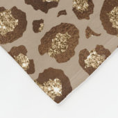 ブラウン金ゴールドグリッターヒョウ印刷 フリースブランケット (角)
