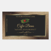 ブラウン金ゴールドグリッターブラック製品ラベルLadybug 長方形シール (正面)