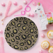 ブラウン金ゴールドグリッター&ブラックヒョウ赤ちゃんシャワー ペーパープレート (パーティー)