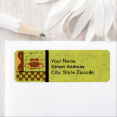 ブラウン金ゴールドグリーンチェッカーボードコーヒーカップアート ラベル (インサイチュ)