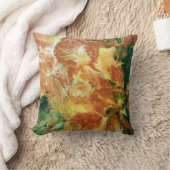 ブラウン金ゴールドグリーン抽象芸術 クッション (ブランケット)