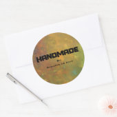 ブラウン金ゴールドグリーン自然抽象デザインハンドメイド ラウンドシール (封筒)