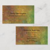 ブラウン金ゴールドグリーン自然抽象デザイン 名刺 (正面/裏面)