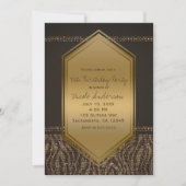 ブラウン金ゴールドゼブラプリント誕生日パーティー任意のイベント 招待状 (正面)
