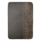 ブラウン金ゴールドゼブラワイルドアニマルプリントエキゾチック釉薬 バスマット (正面縦)