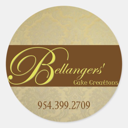 ブラウン金ゴールドダマスクシール ラウンドシール (正面)