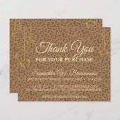 ブラウン金ゴールドヒョウ質感ハートありがとう (正面/裏面)