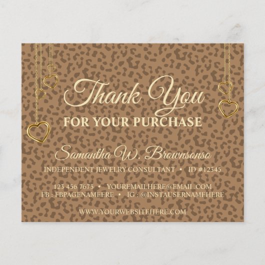 ブラウン金ゴールドヒョウ質感ハートありがとう (正面)