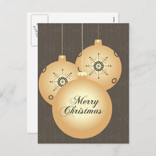 ブラウン金ゴールドブラックアクセントクリスマスオーナメント シーズンポストカード (正面/裏面)