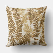 ブラウン金ゴールドホワイトファーン離れズプリント クッション (裏面)