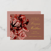 ブラウン金ゴールドボヘミアン庭園の結婚式日付を保存 箔シーズンポストカード (正面/裏面)