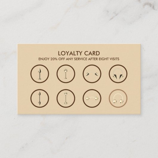 ブラウン金ゴールドロイヤリティ体ピアシング ロイヤリティカード (正面)
