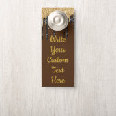 ブラウン金ゴールド文字記念日パーティー結婚誕生日 ドアノブサイン (ノブ)