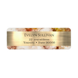 ブラウン金ゴールド水色フォイル差出人住所ラベル ラベル