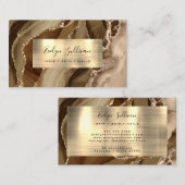 ブラウン金ゴールド瑪瑙名刺 名刺 (正面/裏面)