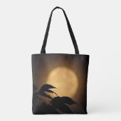 ブラウン金ゴールド秋ムーン抽象芸術トートバッグ トートバッグ (裏面)