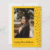 ブラウン金ゴールド紙吹雪の卒業発表 招待状 (正面)