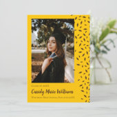 ブラウン金ゴールド紙吹雪の卒業発表 招待状 (スタンド正面)