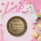 ブラウン金ゴールド紙吹雪卒業大学トランクパーティー ペーパープレート (パーティー)